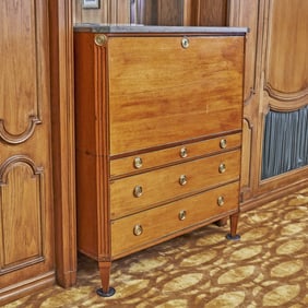 Louis XVI Brass Mounted Mahogany Secretaire a Abattant