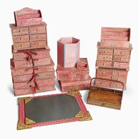 Two Sets of Gilt Bronze Blotter Corners 20th Century, including a set by P.E. Guerin, New York