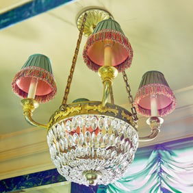 Empire Style Gilt Bronze and Glass Four-Light Chandelier 20th Century