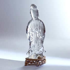 Chinese Glass Figure of Guanyin 20th Century