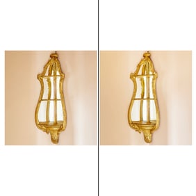 Pair of Louis XVI Style Giltwood and Mirrored Corner Shelves