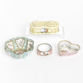 Four Continental Enamel Desk Objects Late 18th/ early 19th century