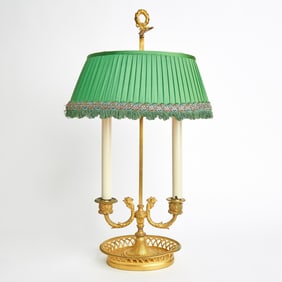 Louis XVI Style Gilt Bronze Two-Light Bouillotte Lamp