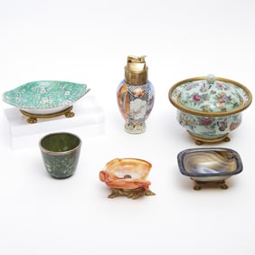 Group of Desk Articles Incorporating Chinese Materials Nicholas Haydon and Others