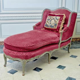 Louis XV Upholstered Painted Wood Chaise Longue