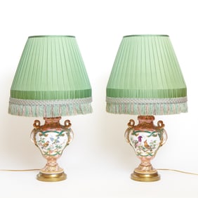 Pair of Minton Porcelain Pink-Ground Two-Handled â€˜Sneydâ€™ Vases