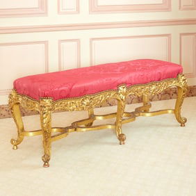 Louis XV Upholstered Giltwood Bench