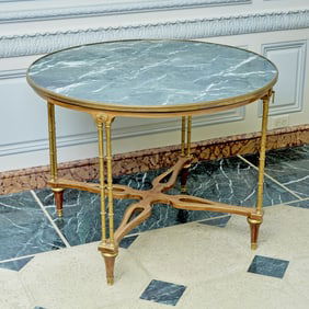 Louis XVI Style Gilt Bronze Mahogany and Marble Center Table Manner of Weisweiler, 20th century