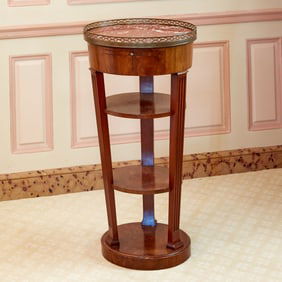 Louis XVI Style Galleried Marble Top Mahogany Gueridon
