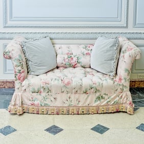 Tufted Floral Upholstered Settee Late 20th century