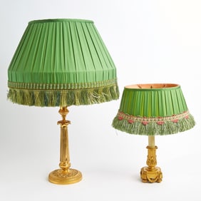 Two Gilt-Bronze Column-Form Lamps