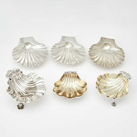 Six English Sterling Silver Shell Form Dishes