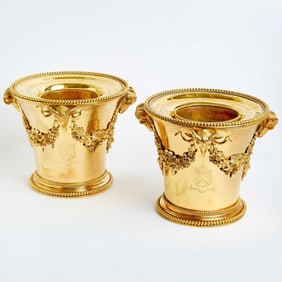 Pair of George III Gilt Metal Wine Coolers