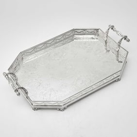 Victorian Sterling Silver Galleried Two Handled Tray