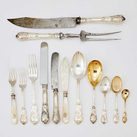 Continental Silver and Parcel Gilt Flatware Service