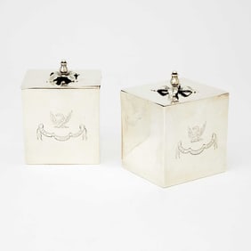 Pair of American Sterling Silver Tea Caddies
