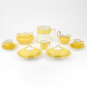 Derby Porcelain Canary-Yellow Ground Part Breakfast Service