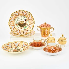 Three Ridgway Porcelain Water Lily Pattern Dessert Wares