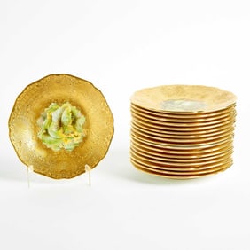 Eighteen Brown-Westhead, Moore & Co. Porcelain Gold-Ground Cabinet Plates