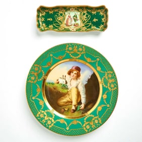 Fraureuth Porcelain Green-Ground Cabinet Plate
