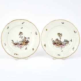 Two Ludwigsburg Porcelain Ozier-Molded Plates