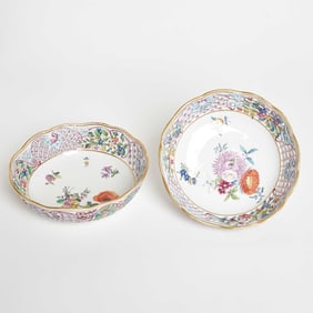 Two Meissen (Marcolini) Porcelain Reticulated Shallow Bowls
