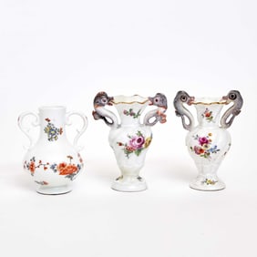 Three Meissen Porcelain Miniature Vases