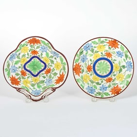Two Staffordshire Pearlware Polychrome-Decorated Dessert Wares