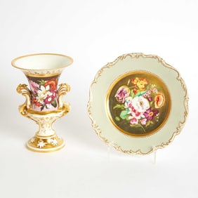 Coalport Porcelain Grey-Ground ‘Garden View’ Plate