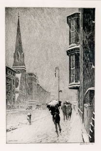 Martin Lewis (1881-1962): BAY WINDOWS (MCCARRON 80)Drypoint and sandpaper ground, 1929, on laid paper, signed and inscribed imp in pencil, from the edition of approximately 104 (from an intended edition of 100), with full marg