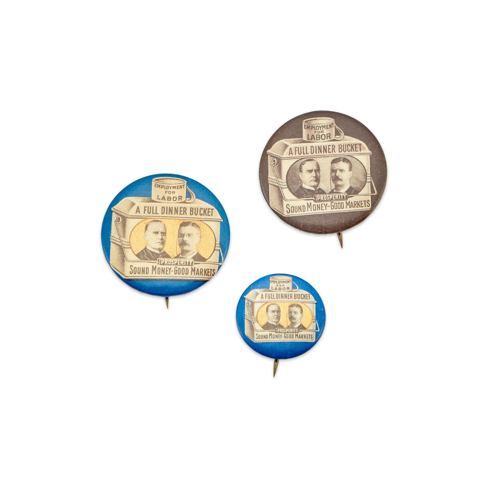 Political Collectibles: Three McKinley and Roosevelt Full Dinner Bucket Jugates (1 of 1)