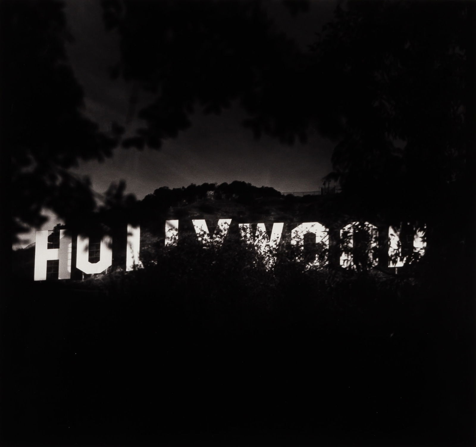 A moody view of the Hollywood sign