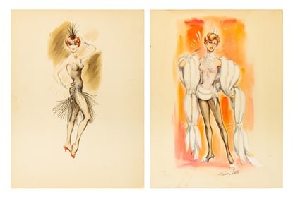 Two original designs for Vegas showgirls by Marilyn Sotto