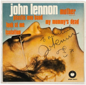 A rare EP sleeve inscribed by John Lennon