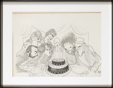 An original Al Hirschfeld's illustration of the cast of On Golden Pond
