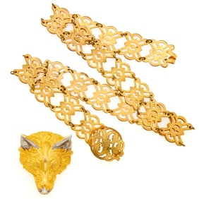Gilt Metal Belt and Fox Belt Buckle
