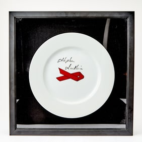 Stephen Sondheim signed Red Ribbon Plate