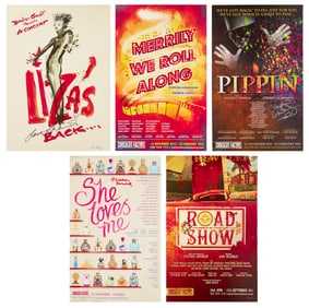 Five posters signed by Stephen Sondheim, Sheldon Harnick, Stephen Schwarz, and Liza Minnelli