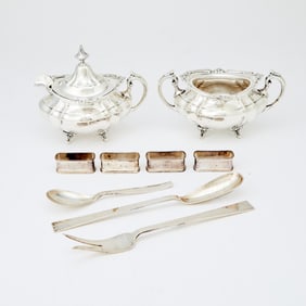 Group of Nine American Silver Table Articles