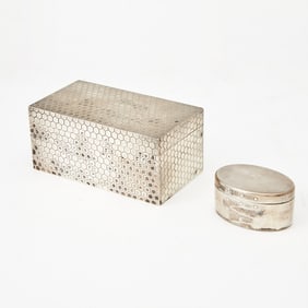Tiffany & Co. Sterling Silver Rectangular Box and a Band Box-Form Pill Box 20th Century