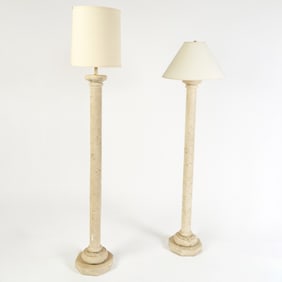 Two Similar Cast Stone Floor Lamps 20th Century
