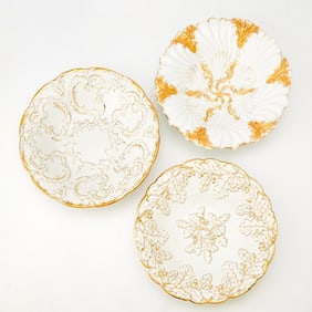 Three Meissen Gilt-Decorated Porcelain Plates 19th Century