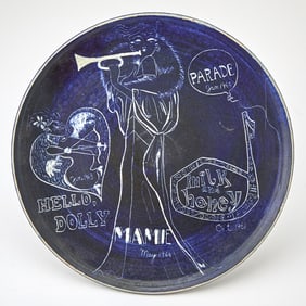 Jerry Herman Musicals Incised Ceramic Plate by Paul Bellardo American, 1924-2017