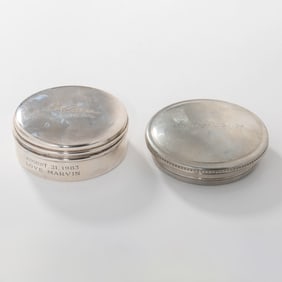 Tiffany & Co. Sterling Silver Circular Presentation Jewelry Box Circa 1983