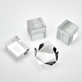 Four Tiffany & Co. Etched Glass La Cage Aux Folles Paperweights Last Quarter 20th Century