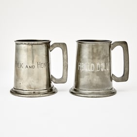 Pair of English Pewter Mugs Viners of Sheffield, 20th Century