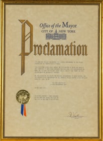 An Ed Koch signed Proclamation honoring La Cage aux Folles