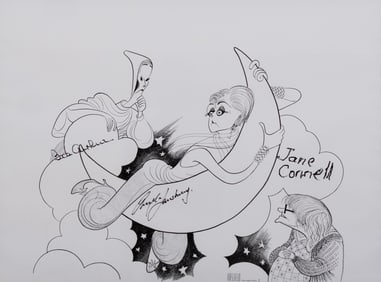 Hirschfeld's Mame signed by Angela Lansbury, Bea Arthur, and Jane Connell