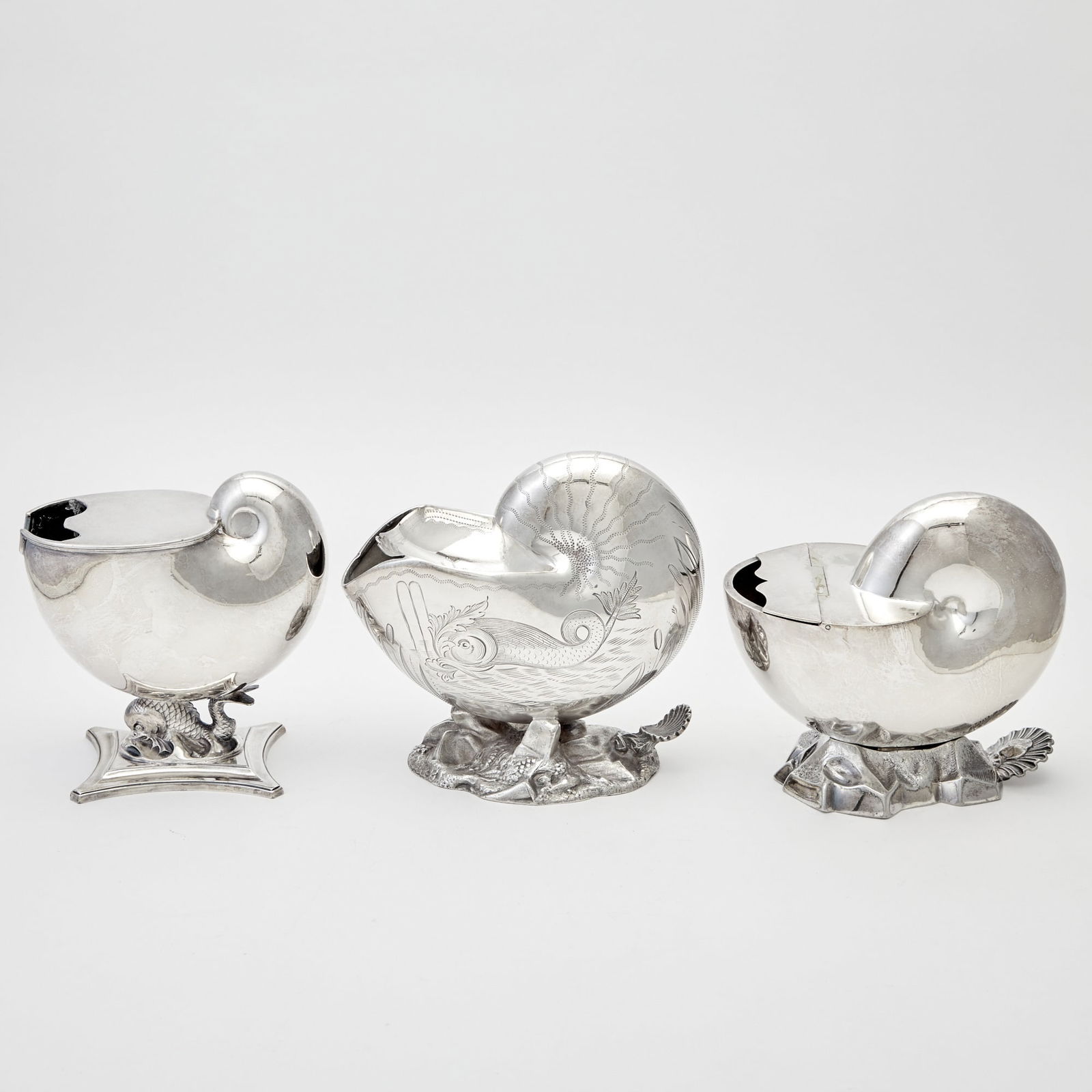 Three Victorian Silver Plated Shell-Form Spoon Warmers (1 of 4)
