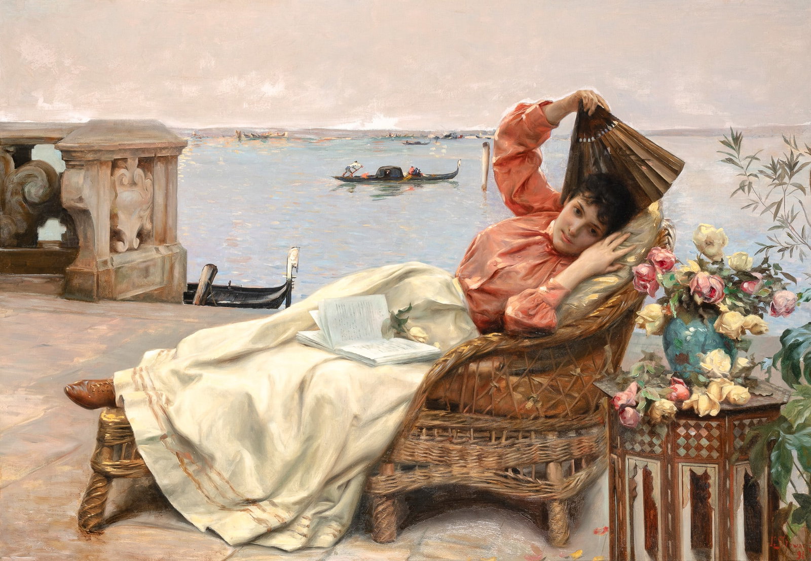 Julius LeBlanc Stewart: American, 1855-1919Venetian Veranda, 1891Signed J L. Stewart and dated 91 (lr)Oil on canvas40 x 57 3/4 inches (101.6 x 146.7 cm) Provenance:Sotheby's, New York, Mar. 15, 1995, lot 100